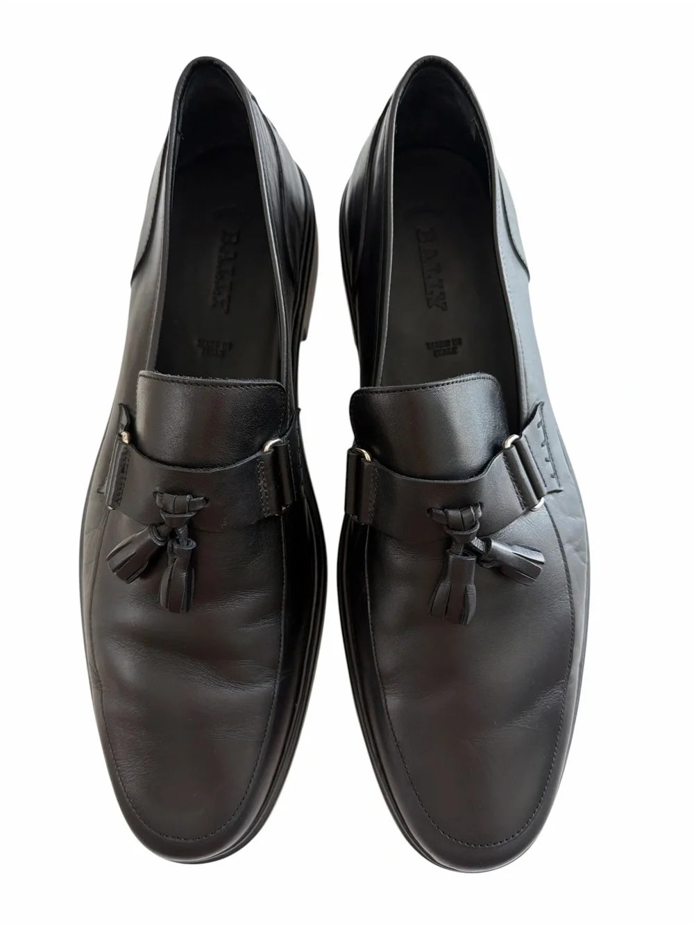 Bally Men's Salvan Black Leather Tassel Slip-On Loafers Size 11